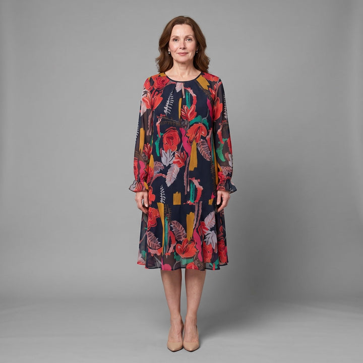 Anarose - Vestido midi floral vaporoso