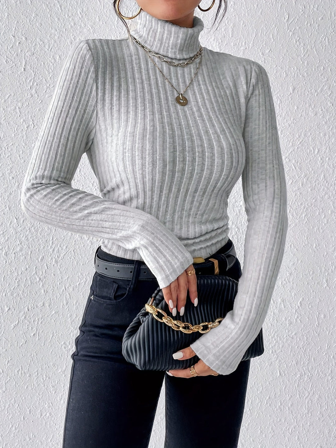 Amity - Jersey de cuello alto de tacto suave