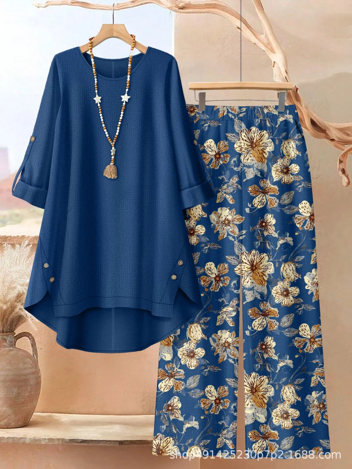 Rosette - Conjunto de túnica de capas ligera y pantalón de pernera ancha