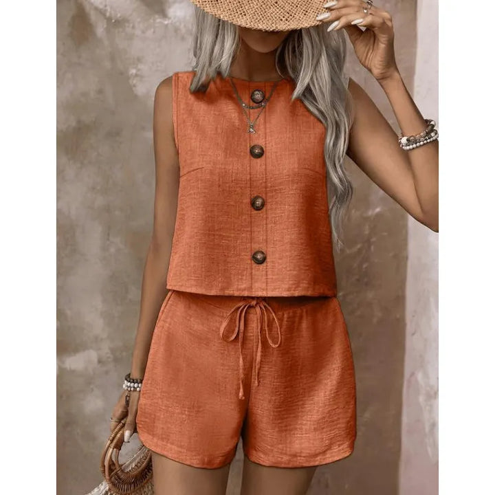 Abilene - Conjunto texturizado de top y shorts