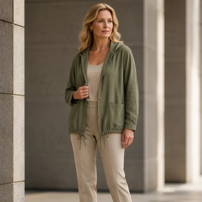 Anavella - Chaqueta abotonada con capucha de corte relajado