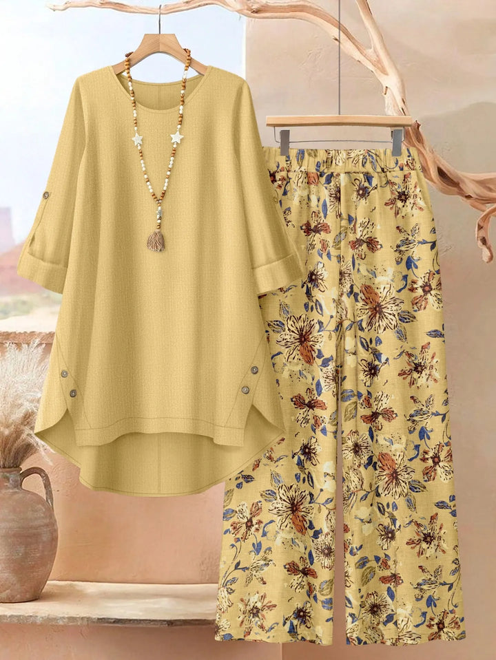 Rosette - Conjunto de túnica de capas ligera y pantalón de pernera ancha