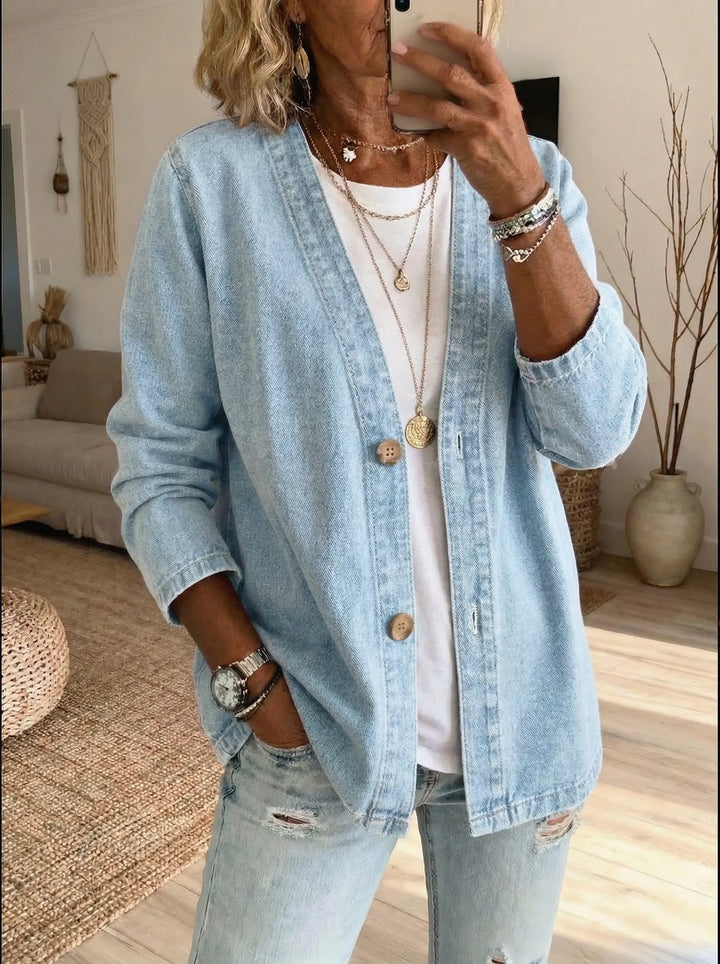Shiloh - Cárdigan abotonado de denim ligero