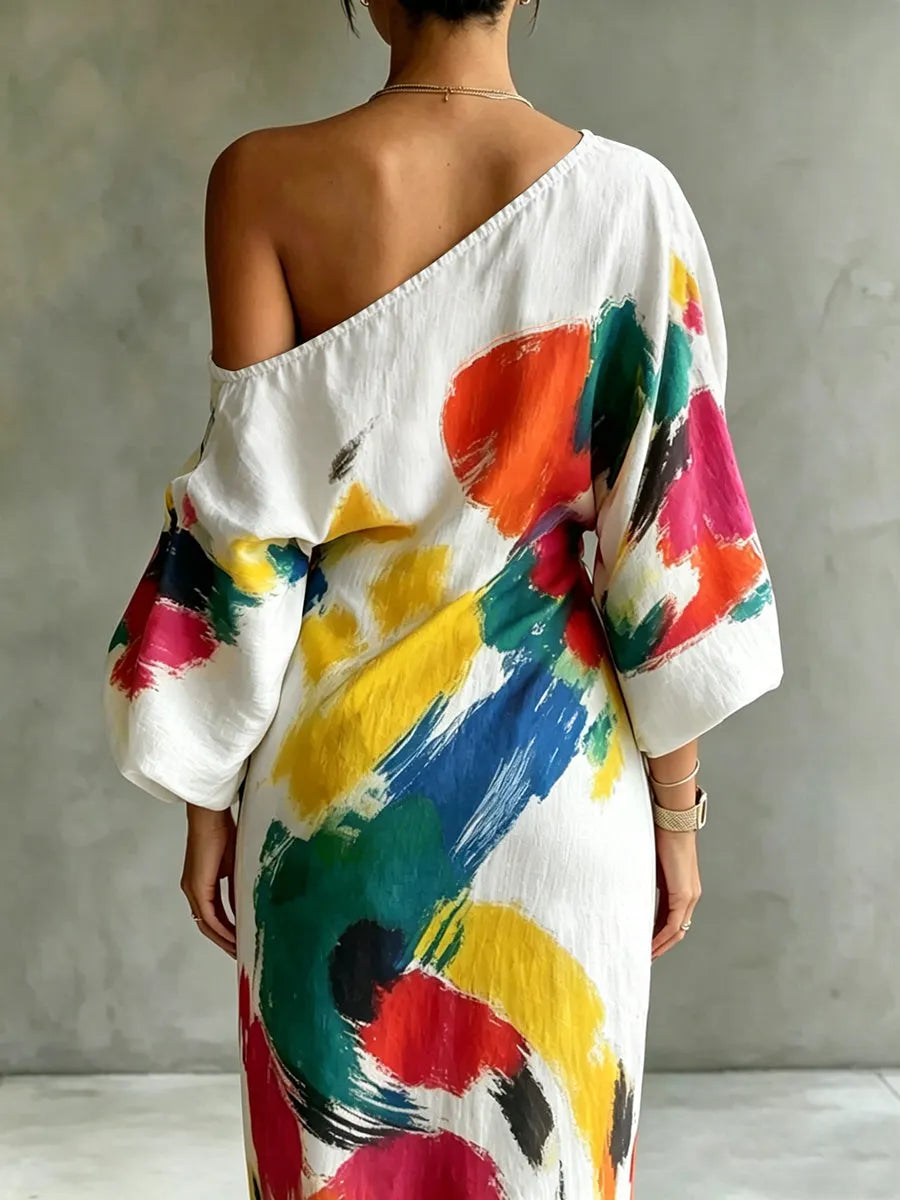 Adoressa - Vestido largo de un solo hombro con silueta escultórica