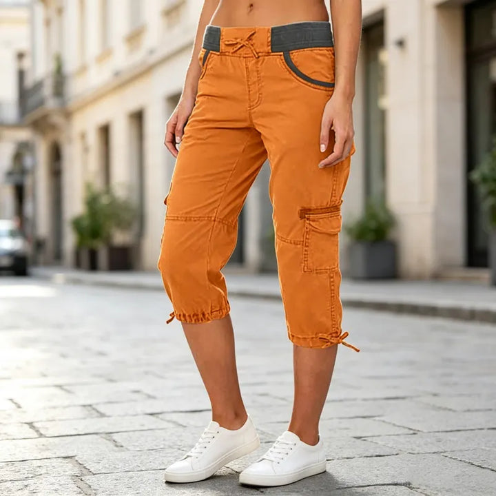 Astrelia - Pantalón cargo capri de estilo utilitario