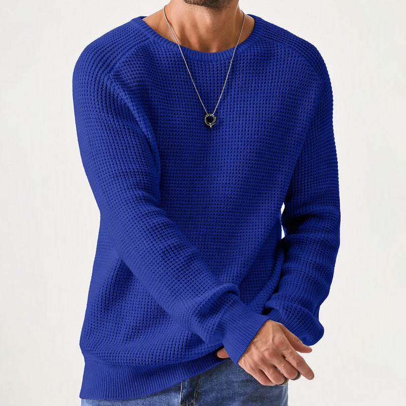 Isric - Jersey de punto texturizado con cuello redondo