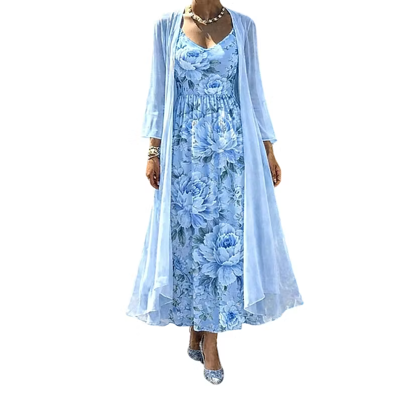 Asteria - Vestido maxi de dos piezas con estampado floral