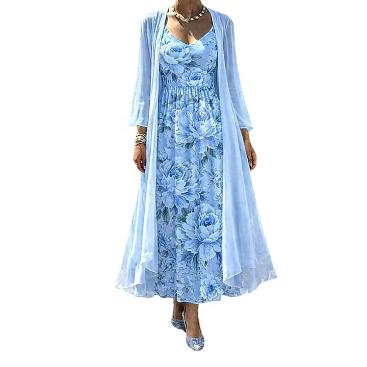 Asteria - Vestido maxi de dos piezas con estampado floral