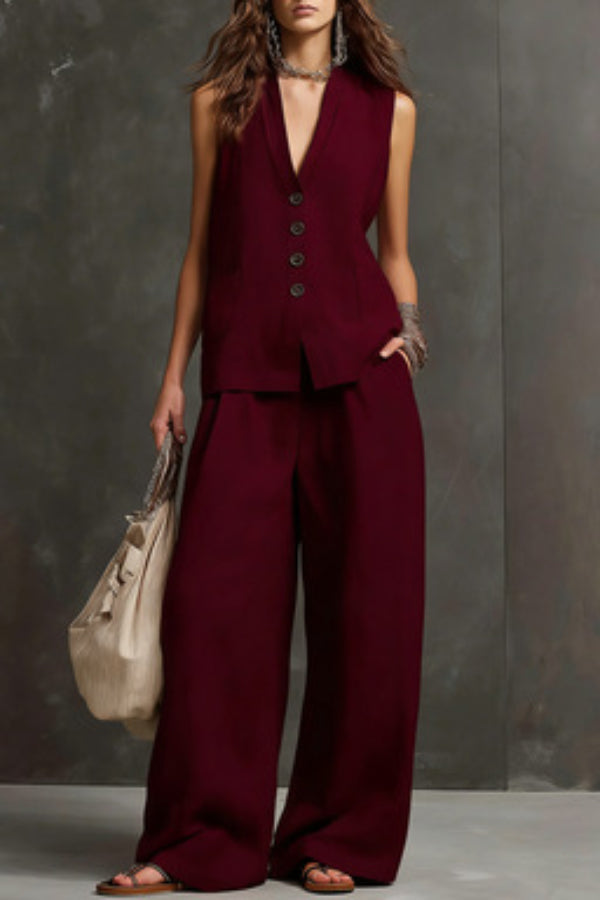 Heloise - Conjunto de chaleco transpirable y pantalón de pernera ancha