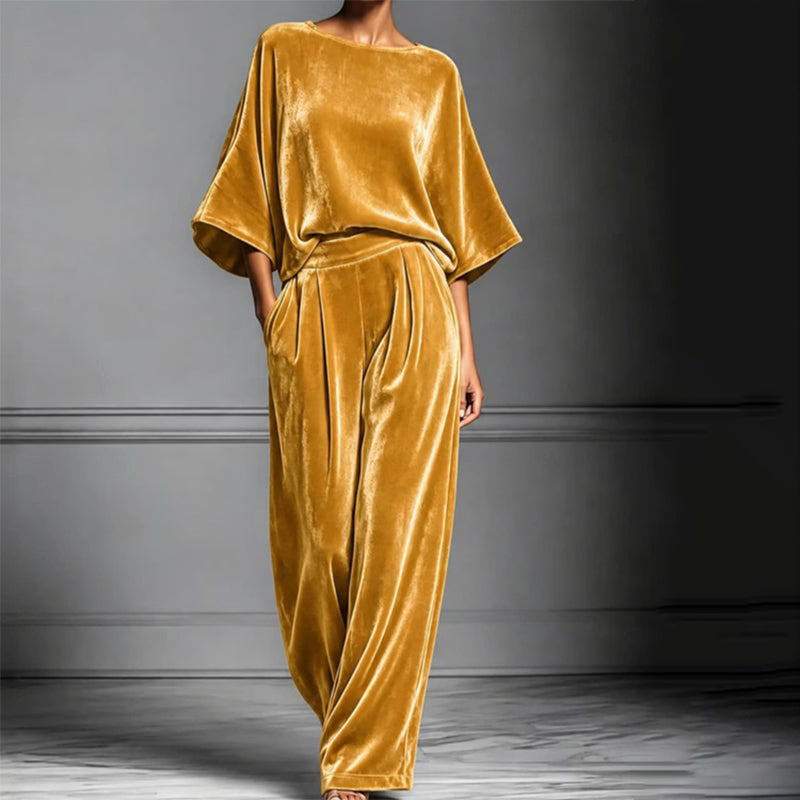 Ainhoa - Mono elegante de terciopelo de pierna ancha