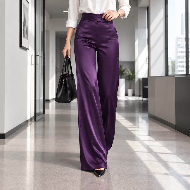 Esmae - Pantalones de pernera ancha satinados