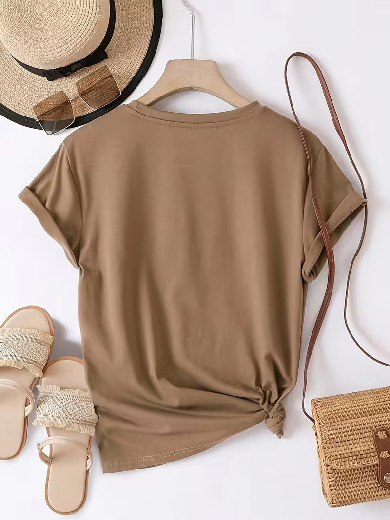 Sarai - Camiseta estampada de corazón de café