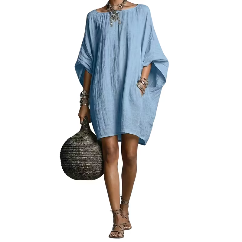 Sabina - Vestido midi con escote bardot de tacto suave