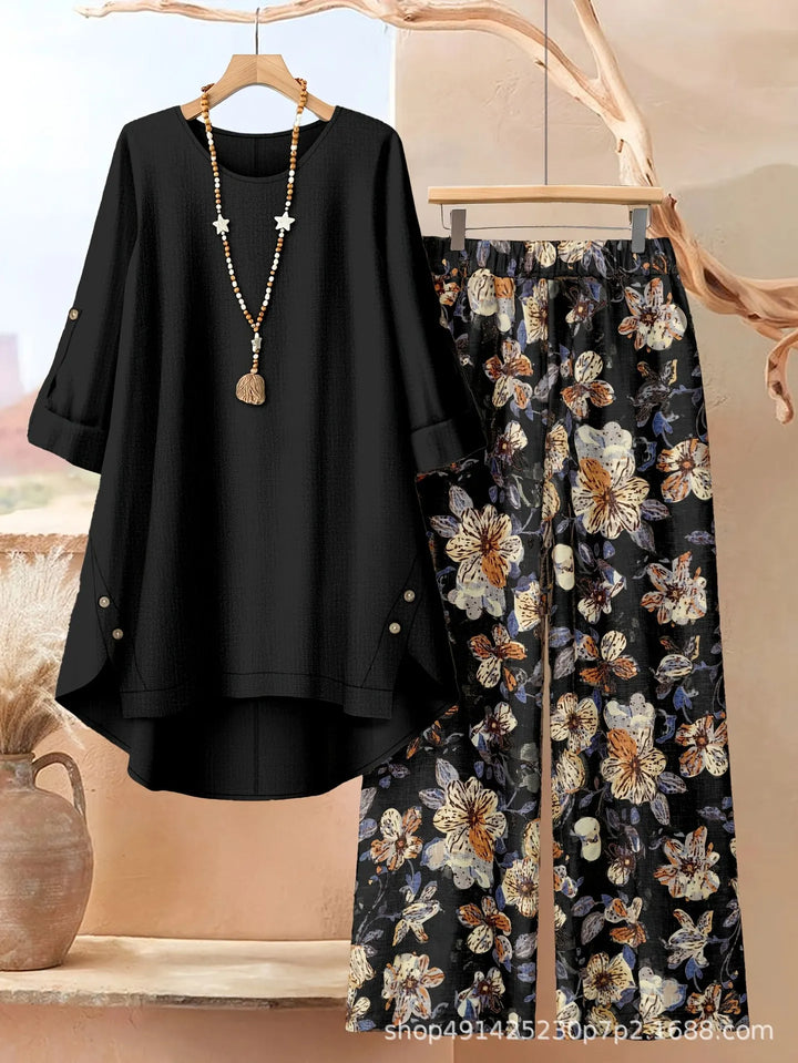 Rosette - Conjunto de túnica de capas ligera y pantalón de pernera ancha