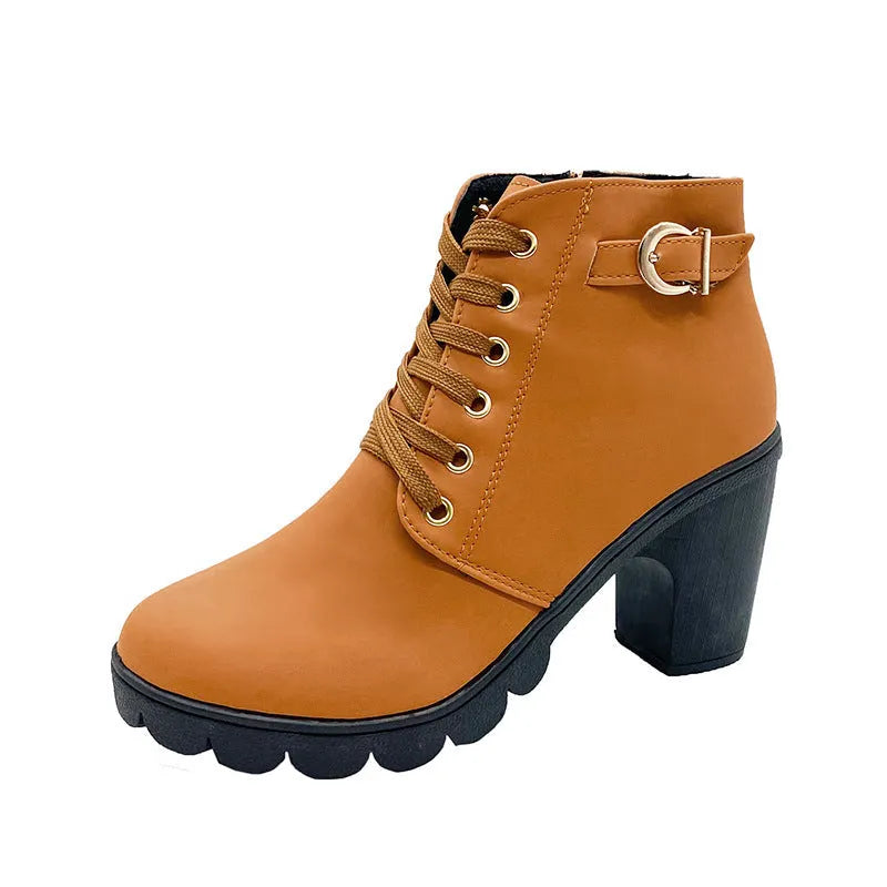 Mara - Botas de tacón ancho forradas en piel