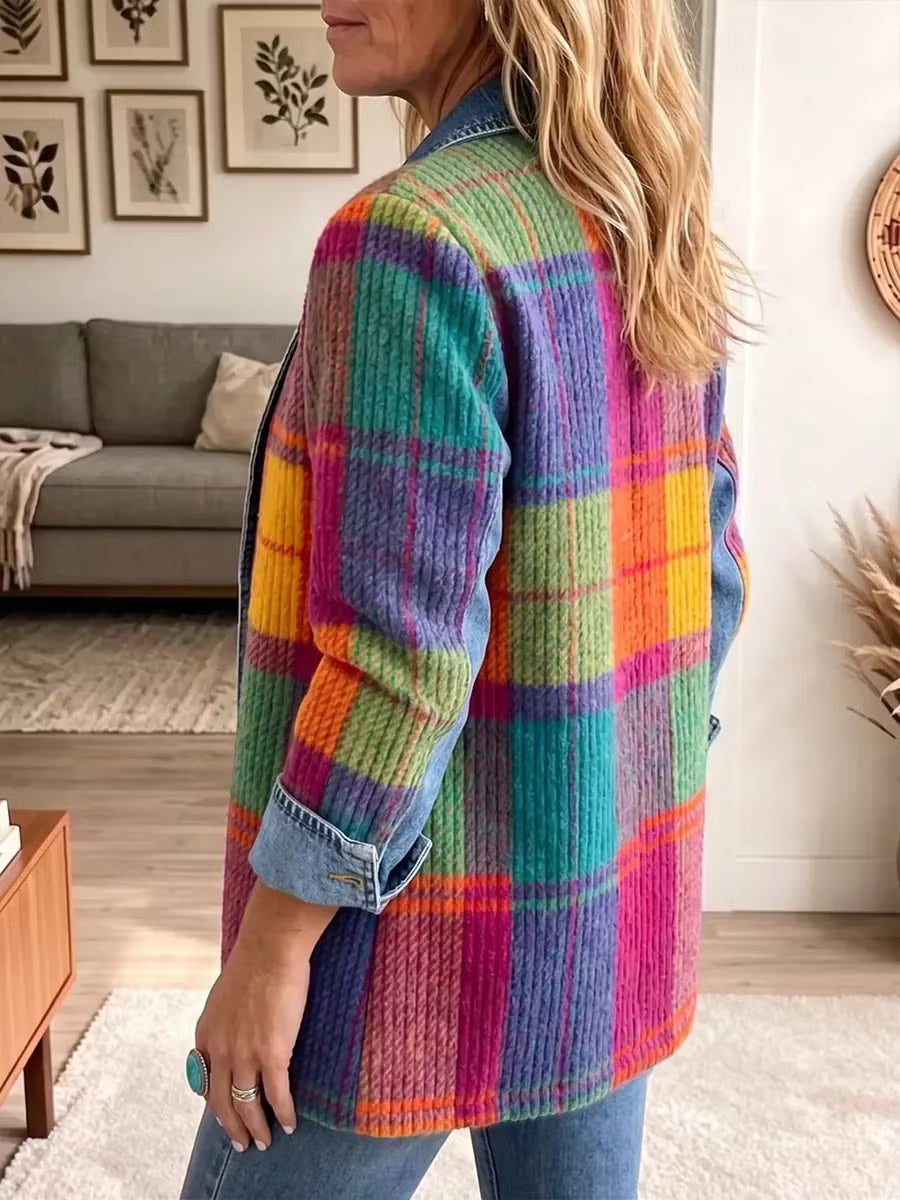 Sasha - Chaqueta vaquera de punto a rayas multicolor