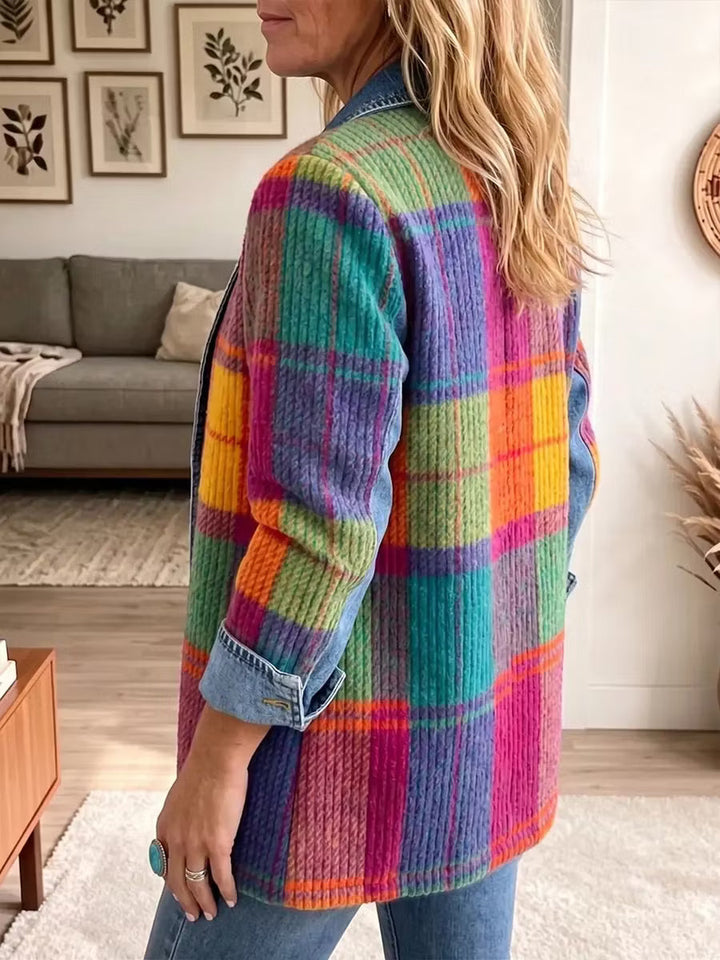 Sasha - Chaqueta vaquera de punto a rayas multicolor