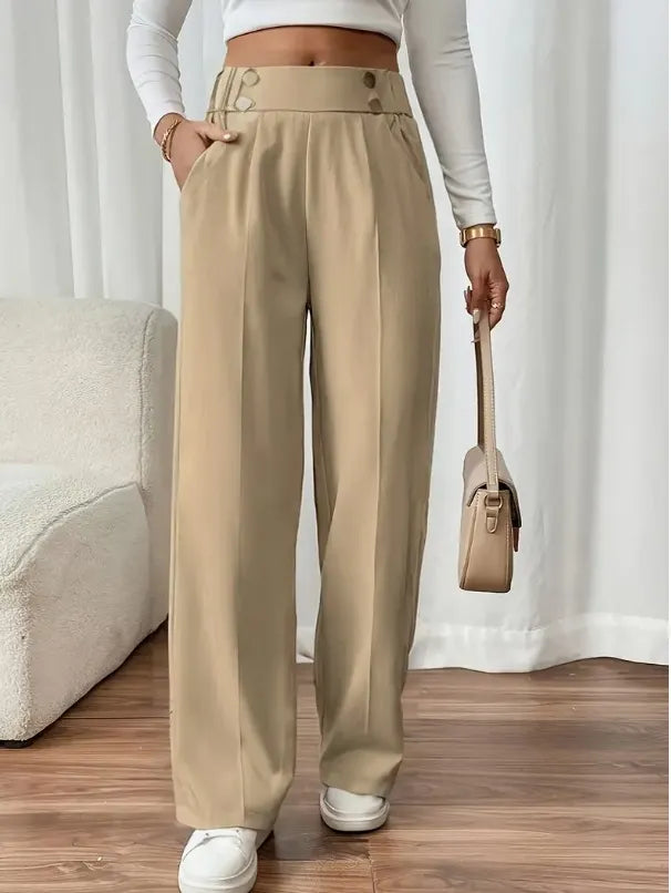 Ashlena - Pantalón de pernera ancha de tiro alto y tacto suave