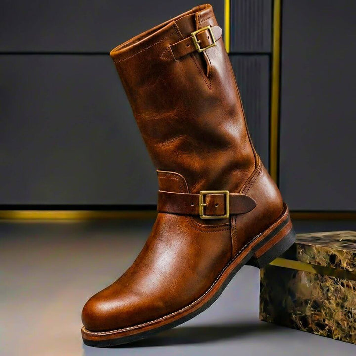 Gideon - Botas de cuero con hebilla vintage