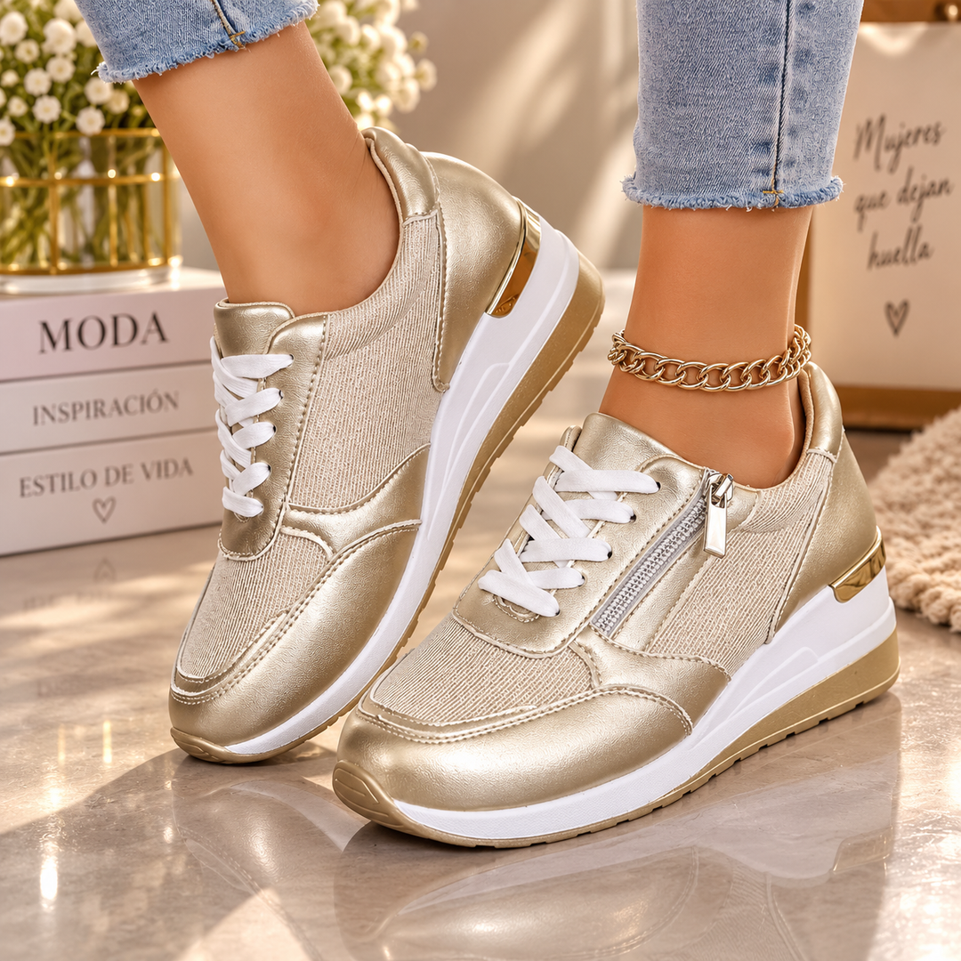 Annice - Zapatillas cómodas con cremallera lateral