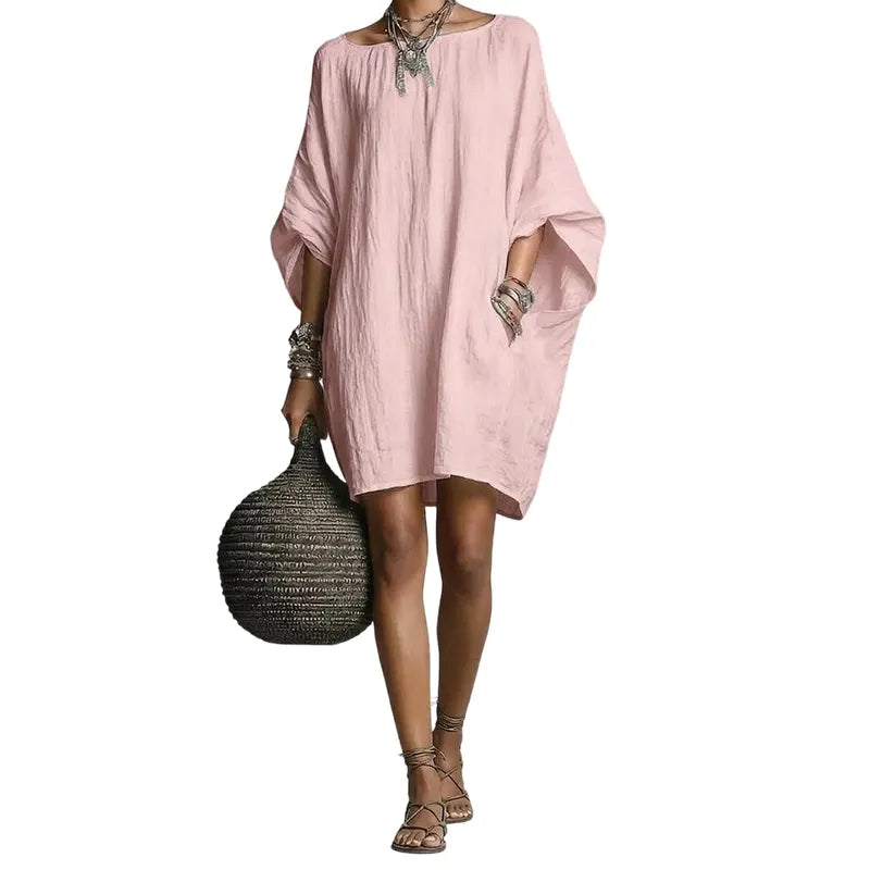 Sabina - Vestido midi con escote bardot de tacto suave