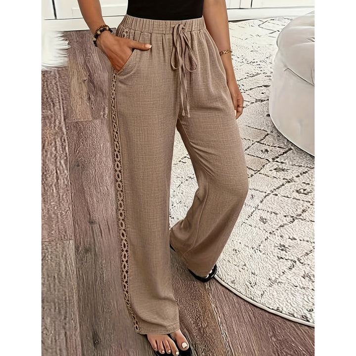 Estrelle - Pantalones lounge con cordón y detalle de encaje
