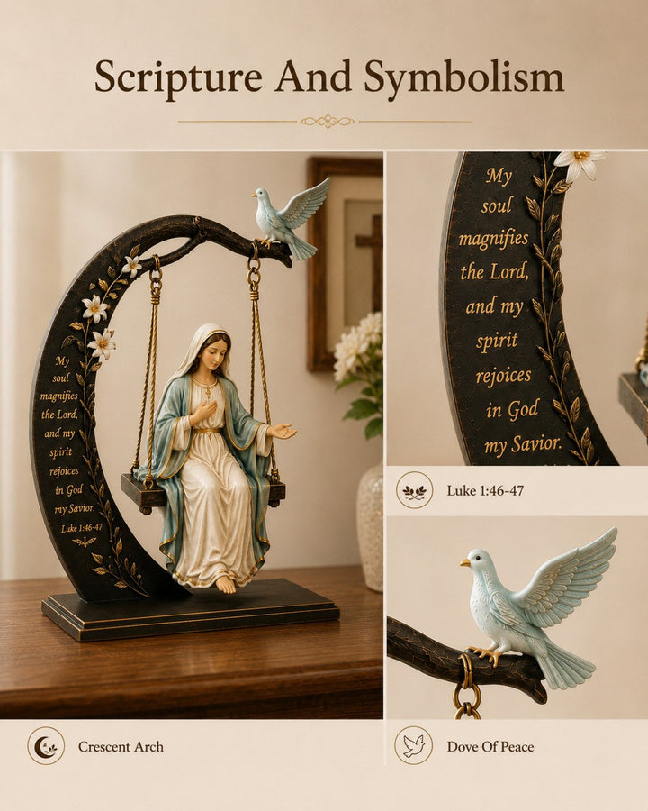 Calienne - Escultura de sobremesa de Nuestra Señora en columpio