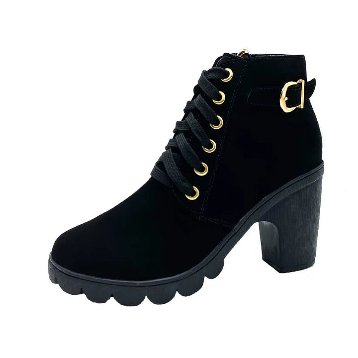 Mara - Botas de tacón ancho forradas en piel