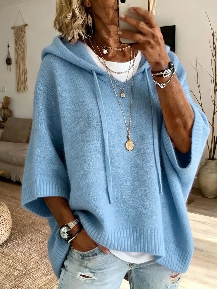 Celandria - Sudadera con capucha de manga corta, suave al tacto y de corte oversize
