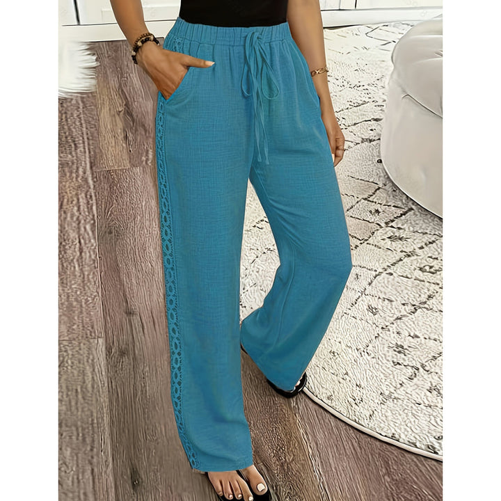 Estrelle - Pantalones lounge con cordón y detalle de encaje