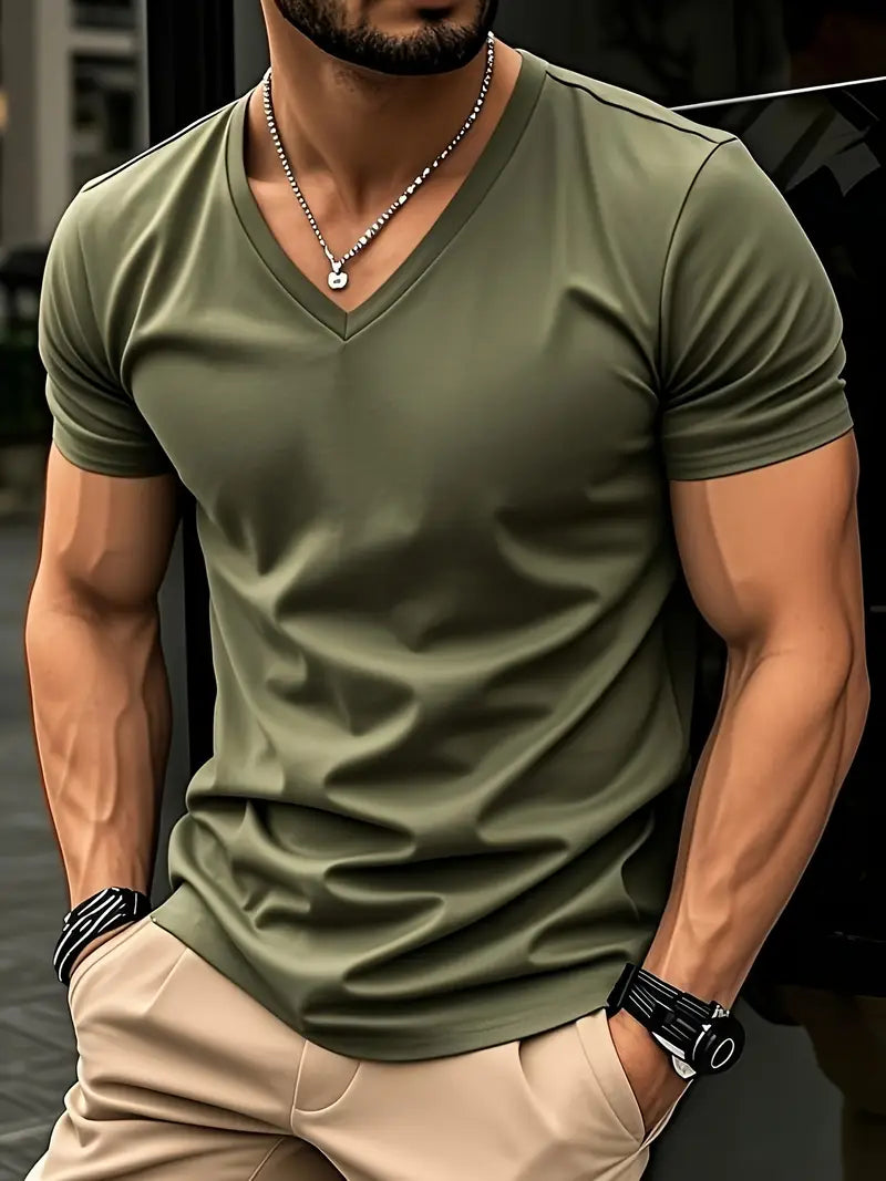 Trevor - Camiseta de cuello en V con tacto suave