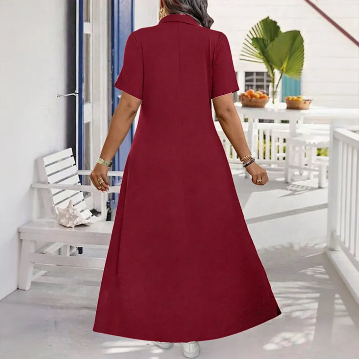 Primelle - Vestido largo suave con cuello de cremallera