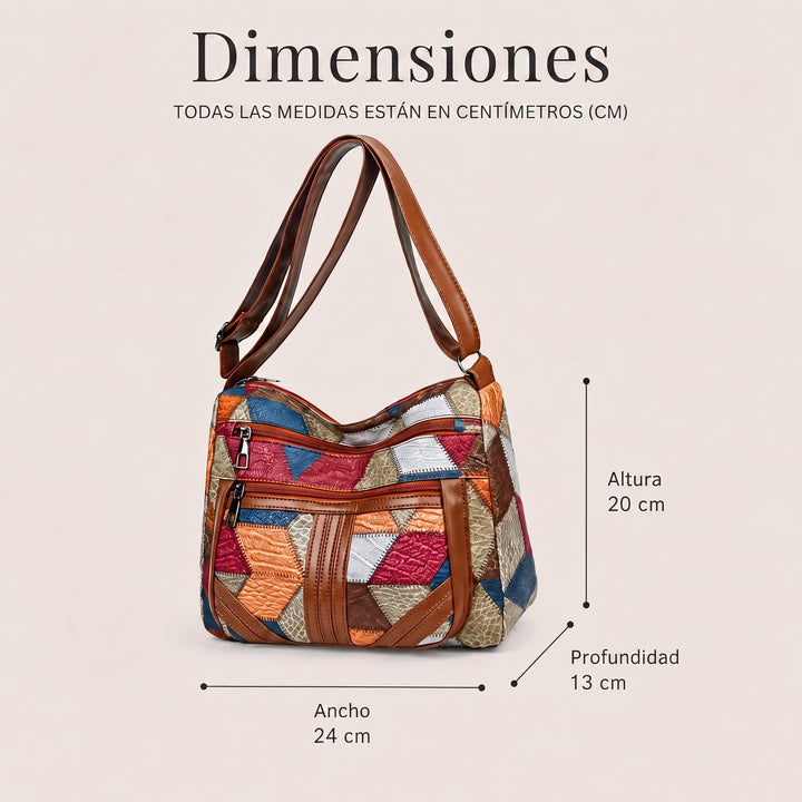 Lauranique - Bolso bandolera de patchwork con tacto suave