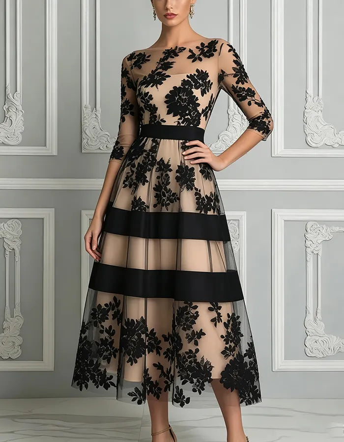 Alouessa - Vestido midi evasé elegante