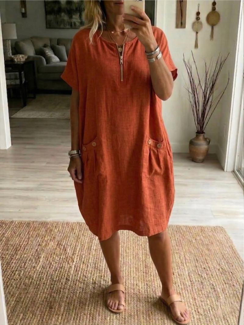 Adelise - Vestido veraniego con escote en pico y tacto suave