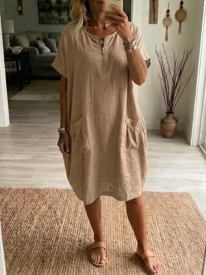 Adelise - Vestido veraniego con escote en pico y tacto suave