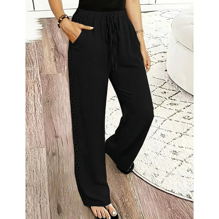 Estrelle - Pantalones lounge con cordón y detalle de encaje