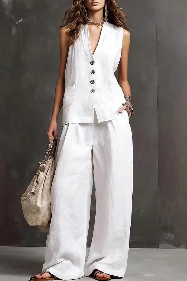 Heloise - Conjunto de chaleco transpirable y pantalón de pernera ancha