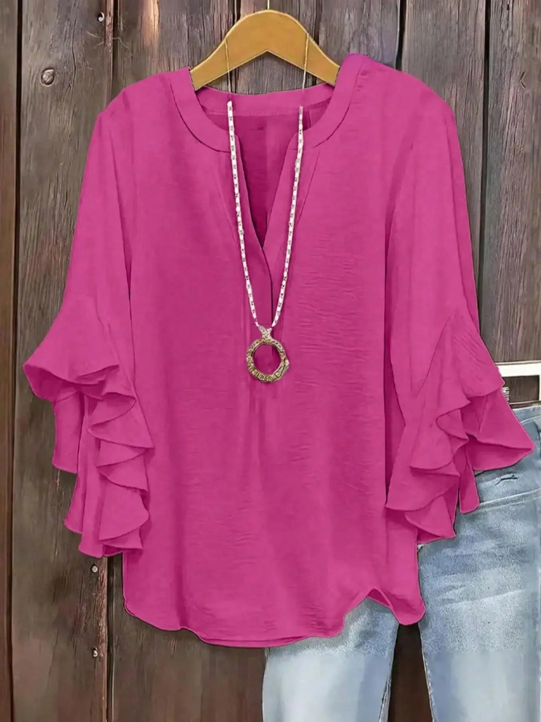 Norabelle - Blusa elegante con mangas fruncidas