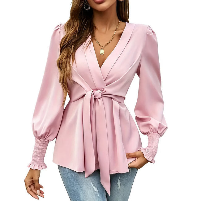 Apolline - Blusa de satén elegante con diseño envolvente