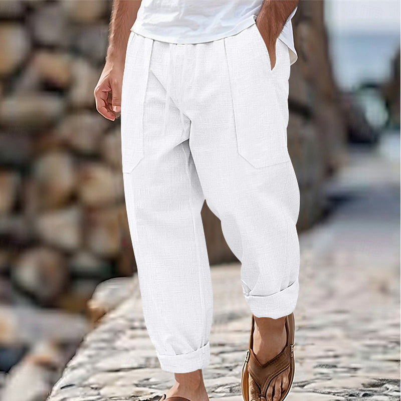 Halston - Pantalón de mezcla de lino de corte relajado