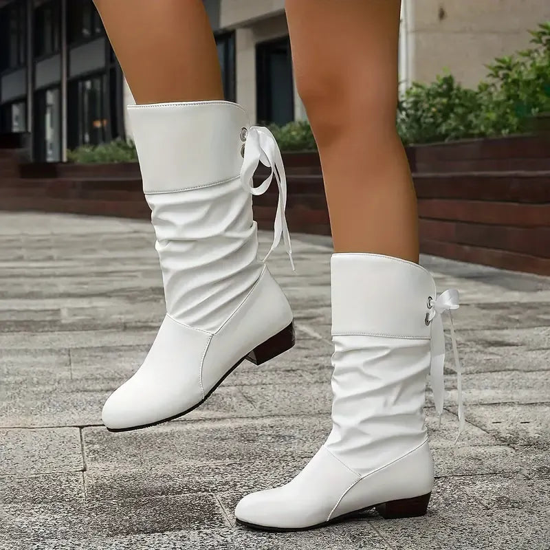 Hilda - Botas de media caña fruncidas con cordones