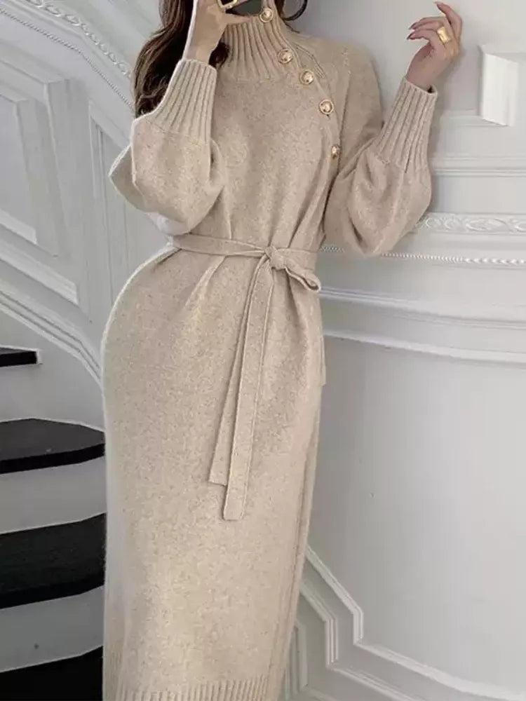 Alize - Vestido de cuello cisne suave