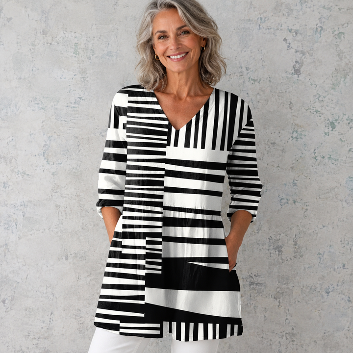 Savannah - Blusa larga con escote en V drapeado