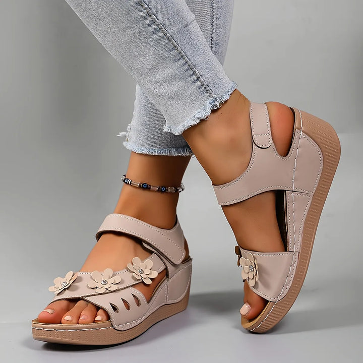 Fiorelia - Sandalias de cuña florales cómodas