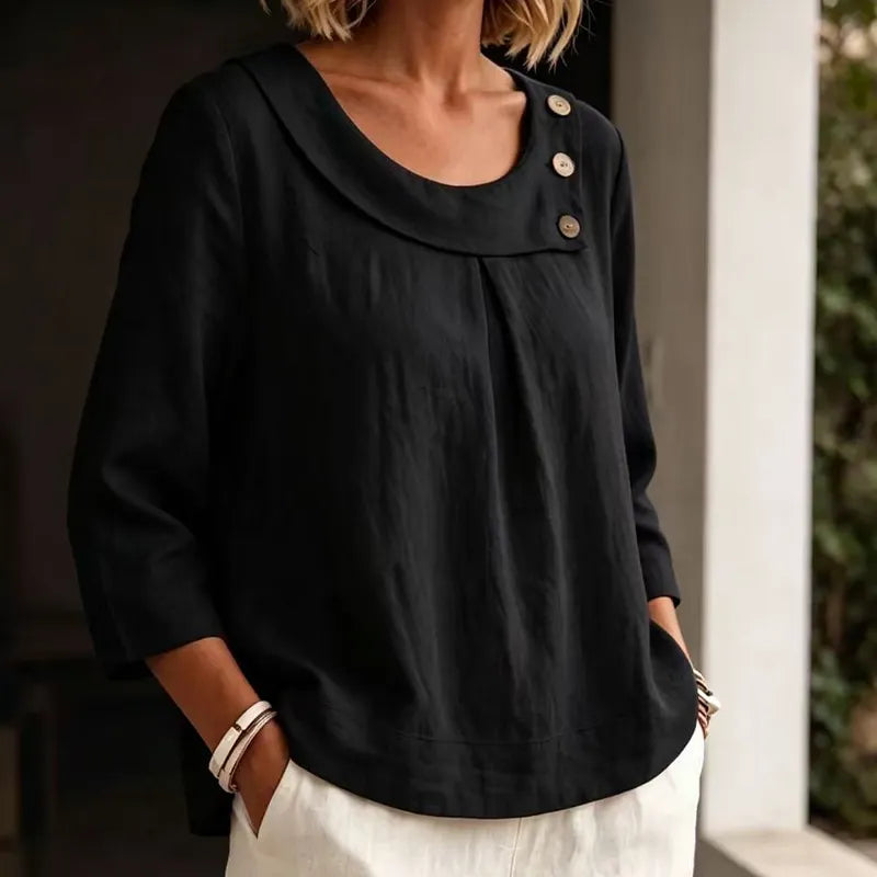 Brionelle - Blusa de lino de tacto suave