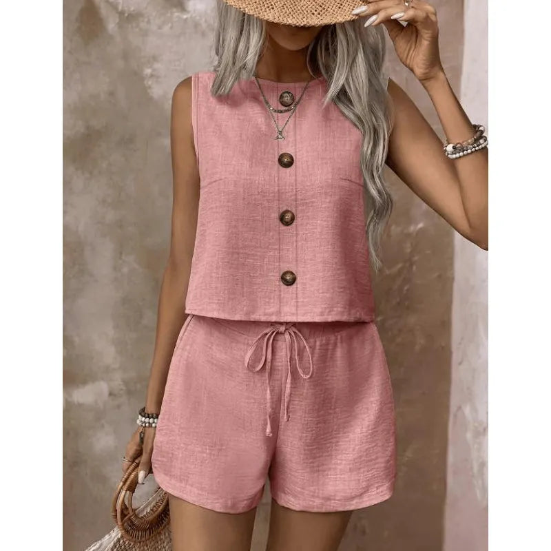 Abilene - Conjunto texturizado de top y shorts