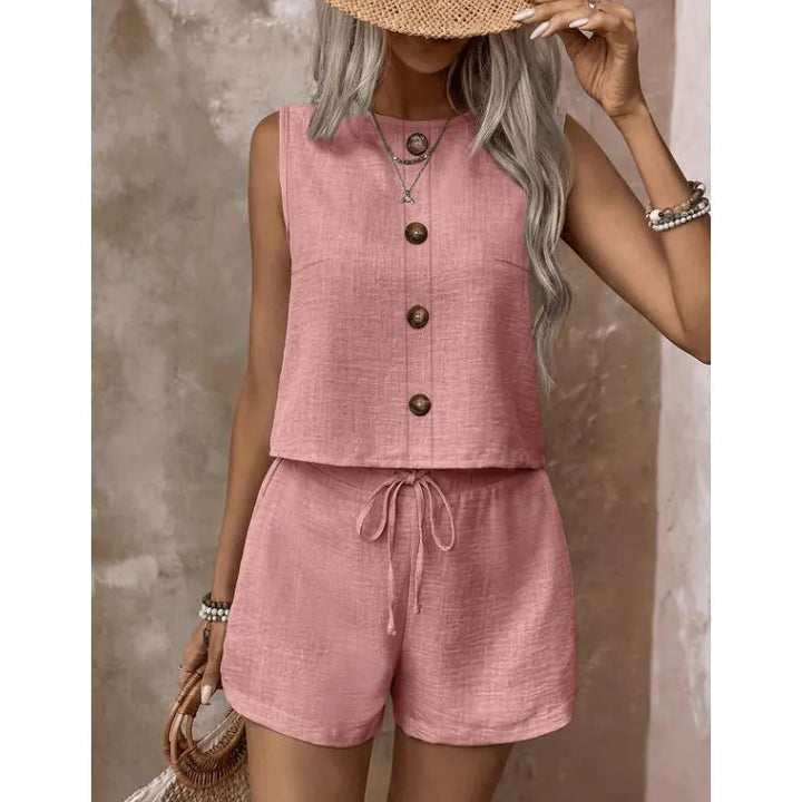 Abilene - Conjunto texturizado de top y shorts