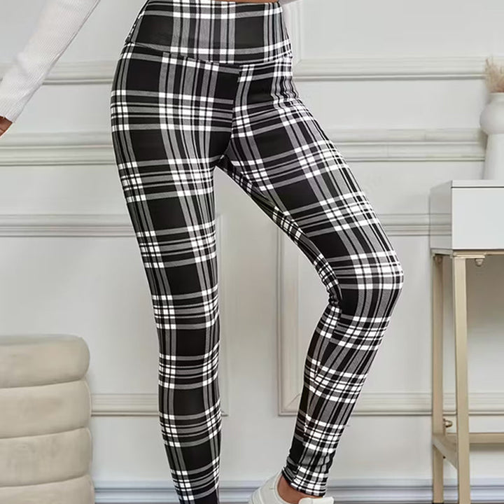 Estelyn - Leggings elásticos de cuadros clásicos