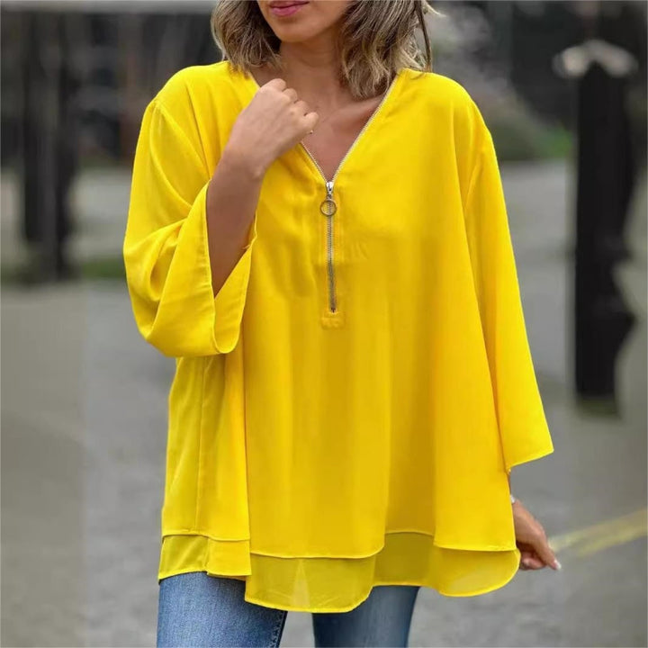 Brinavelle - Blusa túnica de gasa fluida